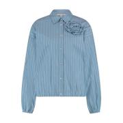 Oversized Lurex-Gestreepte Blouse Tramontana , Blue , Dames