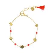 Bloem Armband Rood/Goud Zusss , Orange , Dames