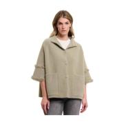 Cape met franje detail Rino&Pelle , Beige , Dames