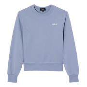 Blauw Grijs Sweatshirt met Fluweel Logo A.p.c. , Blue , Dames