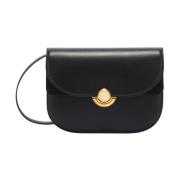 Zwarte leren schoudertas met Boule sluiting Furla , Black , Dames