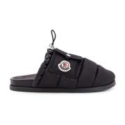 Gevoerde leren muilezel met zak Moncler , Black , Dames