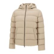 Zand Nylon Donsjas met Capuchon Herno , Beige , Heren