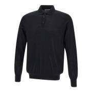 Zwarte Merinowol Polo Shirt Kangra , Black , Heren