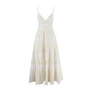 Elegante Kant Katoenen Lange Jurk Ermanno Scervino , Beige , Dames