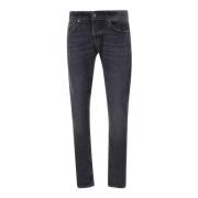 Zwarte Katoenen Jeans, Straight Leg Dondup , Black , Heren