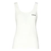 Witte Katoenen Tanktop Logo Chloé , White , Dames