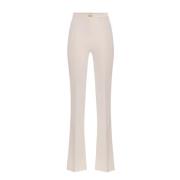 Gouden Flared Crêpe Broek Elisabetta Franchi , Beige , Dames