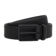 Rubberized Lederen Riem Met Logo Boggi Milano , Black , Heren