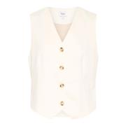 Stijlvolle Vest met V-Hals en Knopen Saint Tropez , Beige , Dames