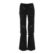 Stretch Cargo Broek in Zwart Off White , Black , Dames