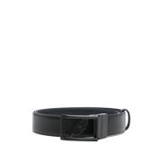 Zwarte Logo Gesp Effen Riem Brioni , Black , Heren