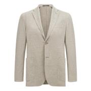 B Jersey Linnen en Katoenen Herringbone Jas Boggi Milano , Beige , Her...