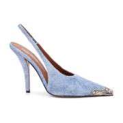 Metalen Detail Slingback Stiletto Hak Paris Texas , Blue , Dames