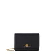 Zwarte schoudertas met gouden ketting Elisabetta Franchi , Black , Dam...