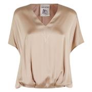 Elegante Zijden Blouse Semicouture , Brown , Dames