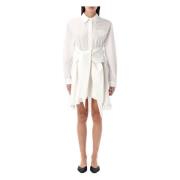 Witte Katoenen Mini Jurk met Riem The Garment , White , Dames