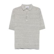 Heather Grey Polo Shirt Ribbed Cuffs Lardini , Gray , Heren