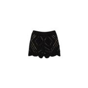 Gebreide shorts met diamantpatroon Twinset , Black , Dames