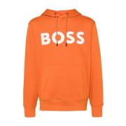 Logo Print Hoodie van Katoen Boss Orange , Orange , Heren