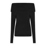 Vrouwelijke Off-Shoulder Gebreide Trui Zwart Bruuns Bazaar , Black , D...