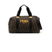 Logo Print Sporttas Fendi , Brown , Heren