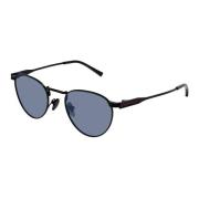 Stijlvolle ronde zonnebril met blauwe lenzen Gucci , Black , Unisex