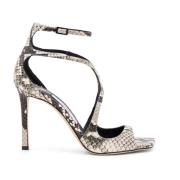 Python Print Leren Sandalen met Stiletto Hak Jimmy Choo , Gray , Dames