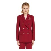 Rode dubbelrijige wollen blazer Max Mara , Red , Dames