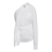 V-hals Top in Trendy Stijl Moschino , White , Dames