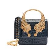 Krokodil Roar Tas met Tijgerhandvat Roberto Cavalli , Blue , Dames