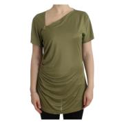 Elegante Groene Jersey Blouse met Gouden Accenten Roberto Cavalli , Gr...