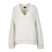 Alpaca Blend Gebreide Trui Tom Ford , White , Dames