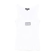 Witte Scoop Neck Mouwloze T-shirts en Polos Versace , White , Dames