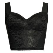 Zwart Jacquard Kant Bustier Shirt Dolce & Gabbana , Black , Dames