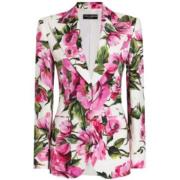 Petunia Wit Bloemenprint Blazer Dolce & Gabbana , Multicolor , Dames