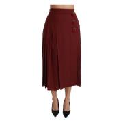 Elegante rode wollen hoge taille rok Dolce & Gabbana , Red , Dames