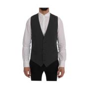 Elegante Gestreepte Grijze Vest Dolce & Gabbana , Gray , Heren