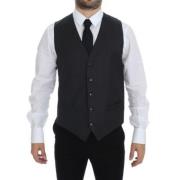 Elegante grijze wollen formele jurkvest Dolce & Gabbana , Gray , Heren