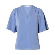 Korte mouw V-hals Blousetop Selected Femme , Blue , Dames