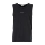 Stretch tanktop van zwart polyester Jil Sander , Black , Heren