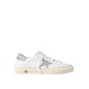 Kristal Stof Ster Leren Sneakers Golden Goose , White , Dames