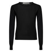 Zwarte Merino Wol Crew Neck Sweater Golden Goose , Black , Dames