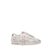 Nabuk Ster Leren Hak Sneakers Golden Goose , White , Dames