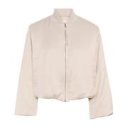 Geknipte Bomberjack in Havermeel Soaked in Luxury , Beige , Dames