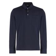 Katoenen poloshirt met voorzak Ermenegildo Zegna , Blue , Heren