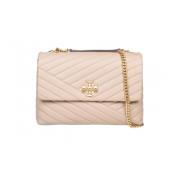 Gewatteerde leren schoudertas in woestijnkleur Tory Burch , Pink , Dam...