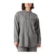 Grijze Blouse met Lange Mouwen Object , Gray , Dames