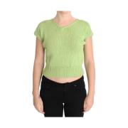 Groene Mouwloze Gebreide Vest Trui Pink Memories , Green , Dames