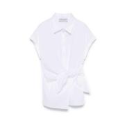 Witte Mouwloze Knoop-Detail Shirt Ermanno Scervino , White , Dames